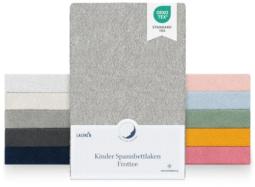 Laleni Frottee Spannbettlaken 42x81cm - Oeko-TEX Zertifiziertes Bettlaken- Faltenfreie Spannbetttücher für Kinderbett - Babybett und Moses Körbchen- Moonlight Grey - Grau