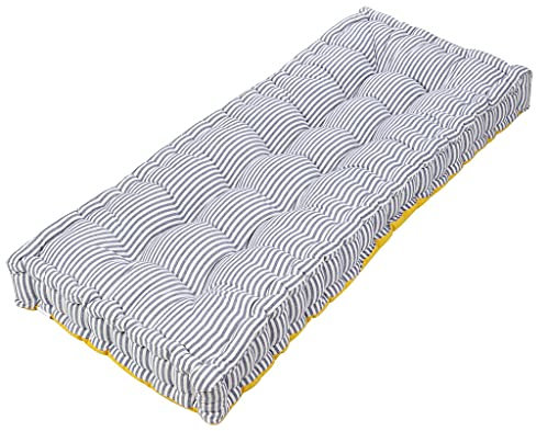 Dibor Garden Bench Cushion Blue Striped 100% Cotton 2 Seater Seat Pad Patio Furniture Mattress Cushion