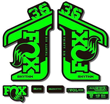 STAR SAM Aufkleber für Fahrradgabel Fox 36 Rhythm 2021 (Fluoreszierendes Grün)