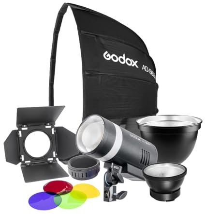 AD300 PRO 300Ws Portable Pocket Flash Universal Camera Photo Lighting 5600K LED Lights Outdoor Light Auto TTL Wireless HSS High Speed Battery Strobe (Light Shaping kit)