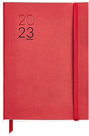 Miquelrius - Jahresplaner 2023 - Vertikale Woche - Plus Größe 155 x 213 mm (ca. A5) - Flexible Abdeckung aus Kunstleder genäht - Spanisch, Englisch und Portugiesisch - Schwarz