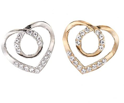 Vepoty Strass-Schalschnalle, 2 Stück, Herzform, Schal, Ring, Halstuch, Klemmverschluss für Frauen und Mädchen