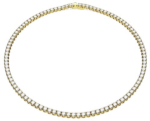 Swarovski Matrix Tennis Halskette, Rundschliff, Weiß, Goldlegierungsschicht