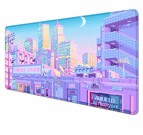 HUOCAIREN Tokyo City Anime-Schreibtischmatte, Kawaii, extra großes Mauspad für den Schreibtisch, ästhetische Landschaft, XL, XXL, Gaming-Mauspad, Schreibtischzubehör für Frauen, Bürodekoration, 89,9 x