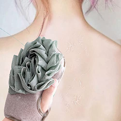 Gant de Toilette de Douche, épurateur de Dos Double Face avec Fleur de Bain, Serviette Exfoliante de Nettoyage en Profondeur pour la Douche, Gants Exfoliants Doux et Durables pour Hommes Femmes Soins