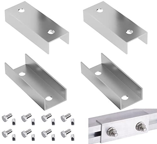 Lot de 4 connecteurs de rail de panneau solaire pour profilé en aluminium C de 40 x 40 mm - Kit de montage pour panneaux solaires PV photovoltaïque - 43 x 30 x 120 mm