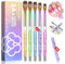 Saviland Kit Pinceau Nail Art Ongles, 5Pcs Pinceau Acrylique Ongle Couleur Arc-en-Ciel # 8/10/14/16/18 Kolinsky pour l'extension des ongles et 3D sculpture acrylique application professionnelle