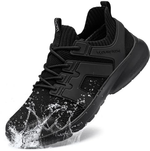 FLOWING PLUME Wasserdicht Laufschuhe Herren Sportschuhe Leicht Turnschuhe Running Schuhe Walkingschuhe Atmungsaktiv Joggingschuhe Fitness Sneaker(Schwarz,40EU)
