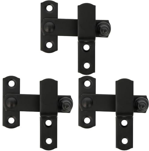 Amig - Aldabilla para Contraventana con Solapa | Cierre de Seguridad para Ventanas de Acabado Negro Mate | Herrajes para Jardín y Exterior con estilo Rústico (Paquete de 3)