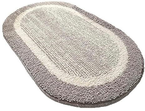 Badezimmerteppich Badematte rutschfest Badvorleger Badteppich Badematten Badteppiche Bath Mat Badezimmermatte Grau Dicke Fußmatte Oval Waschbar (Grey,50x80cm)
