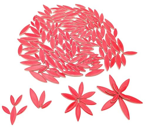 Blatt Blütenblatt Keramik Mosaik Fliesen zum Basteln, 500g Unregelmäßige Mosaikteile für DIY Herstellung, Handwerk, Hobby, Kunst und Wanddekoration (Rot)