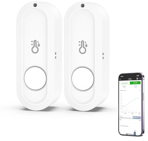 ORIA 2 Pack Wireless Thermometer Hygrometer, Bluetooth Room Thermometer, Smart Temperature Sensor with Data Export, APP Alerts, High Precision Indoor Thermometer for Garage, Greenhouse, Home, Baby