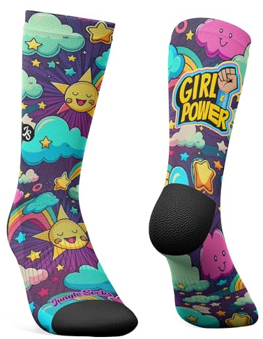 Jungle Socks Chaussettes de sport longues colorées et amusantes pour hommes et femmes, pour le CrossFit, le cyclisme, la course à pied, le VTT. Conçu en Europe. 35-38 EU.