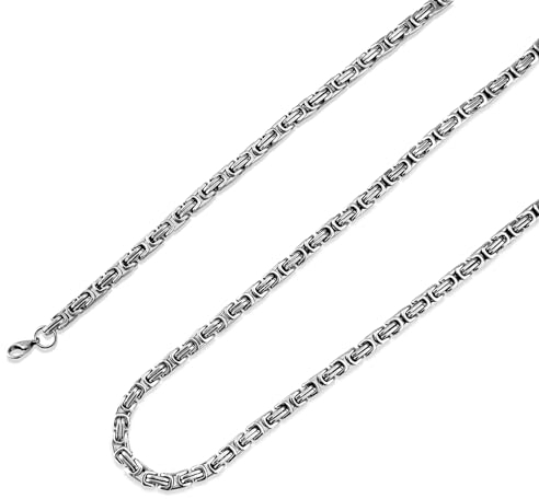 Königskette Silber Herren Edelstahl, 4/5/6/7/8 mm Königskette Halskette aus Edelstahl für Herren, Länge 51/56/61/66/71cm (Silber-7MM Breite, 56.00)