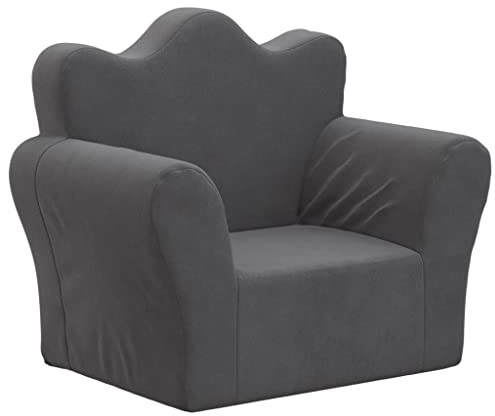 vidaXL Canapé pour Enfants, Siège avec Accoudoirs, Fauteuil avec Dossier pour Tout-Petits, Meuble de Chambre Salon, Anthracite Peluche Douce