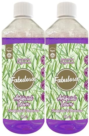 Fabulosa 4 in 1 Disinfectant and Deodoriser, Pet & Dog Friendly Artificial Lawn & Grass Cleaner, Urine Cleaner and Moss Growth Killer, Makes 100L, 1L, 2 Pack, Lavender