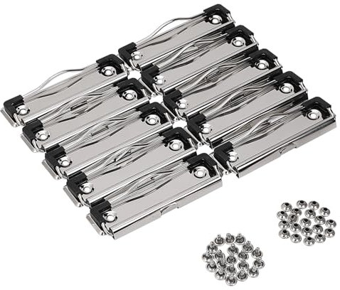 BOMKEE Klemmbrett Klammer, Metall Hartfaserplatten Clips Klemmbrett Klemme mit Gummifüßen und Befestigungsnieten zum Aufhängen für Klemmbretter, Klemmbrettmappe
