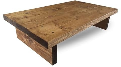 BLU Coast Solid Wood Burley Coffee Table, Handmade Living Room Table, Stylish Low Coffee Table, Rustic Furniture for Modern and Farmhouse Interiors 100lx60dx30h – Dark Oak