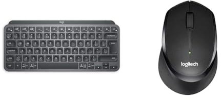 Logitech MX Keys Mini Minimalist Wireless Illuminated Keyboard, Compact, Bluetooth, Backlit, USB-C & M330 SILENT PLUS Wireless Mouse, 2.4GHz with USB Nano Receiver, 1000 DPI Optical Tracking