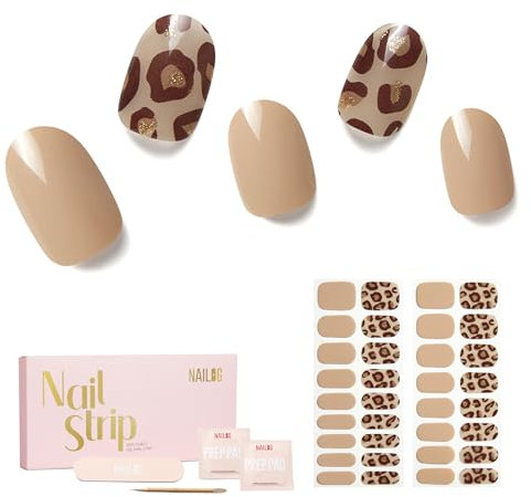 NAILOG Nagelfolie UV Härtend - 34 Stück UV Nagelfolie Selbstklebend - Lang Anhaltende Gel-Nagelaufkleber in Salonqualität, Desert Wild