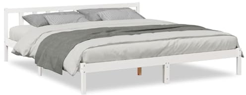 vidaXL Massivholzbett Extra Lang ohne Matratze Weiß 200x210 Kieferholz