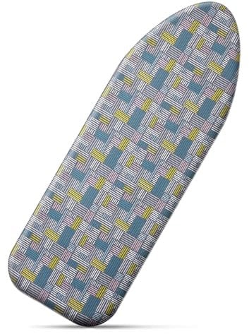 Cozary Copriasse da Stiro 125 x 45 cm, Copertura Asse da Stiro In Cotone, Copri Asse da Stiro Resistente al Calore Fino a 210℃, Motivo a Quadri Blu-grigio