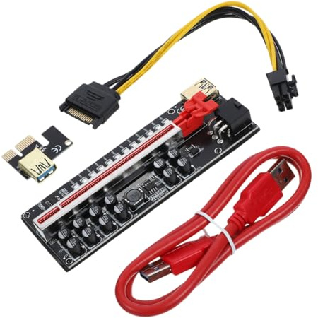 Carte Adaptateur Pcie Riser 1x vers 16x Alimentée, 16a 6pin, PCB | 1 Set, Transmission Rapide des Données, Meilleure Conductivité, Solution pour L’alimentation Couleur Aléatoire