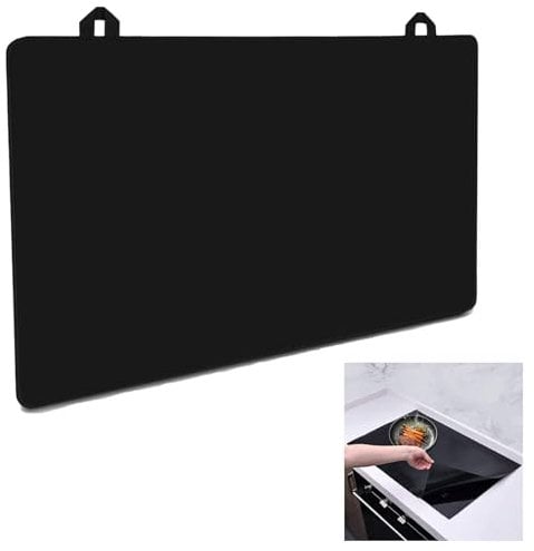 PACIOCEAN Extra Large Silicone Induction Hob Protector Mat - 24.21x20.87 Inch Non-Slip Electric Stove Cover, Scratch-Proof Heat Resistant Mat for Ceramic Hobs, Expands Counter Space (Black)
