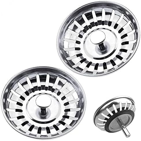 2 Pack Bouchon d'évier en Acier Inoxydable 82mm Bouchon d'évier de Remplacement Bouchon de vidange pour Nourriture/récupérateur de Cheveux - pour Trou d'évier de Cuisine en 82.3-84mm