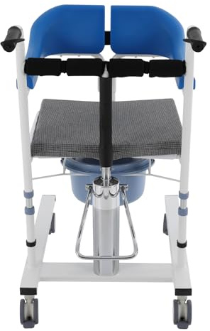Blauer Toilettenstuhl mit Rollen für ältere Menschen, manueller Liftstuhl, wasserdichter Toilettenstuhl, Toiletten-Transferhilfen kranke, ältere, behinderte und schwangere Frauen