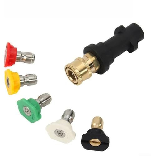 Advokingtap 1/4 Quick Connect Pressure Washer Adapter With 5 Nozzle Tips For Karcher K2 K3 K4 K5 K6 Handgun, 3000 PSI Rated