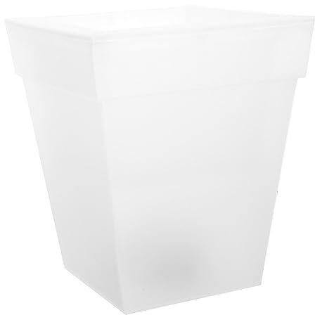 GALPADA Pot De Fleurs Lumineux à Énergie Solaire Étanche En Plastique Blanc Carré Pour Jardin Extérieur Terrasse Ambiance Décorative