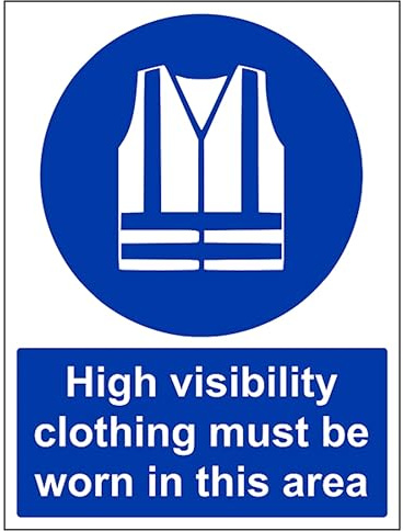 V Safety High Vis Must Be Worn 210 x 297 mm (A4) - 1mm Rigid Plastic Safety Sign