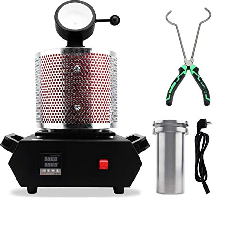 BASSFLY Four de Fusion d'or 3Kg - Four de Fusion de métal Portable Or Argent et Aluminium Graphite Quartz Crucible Equipment Melting Chauffage par Induction(Black 3kg)