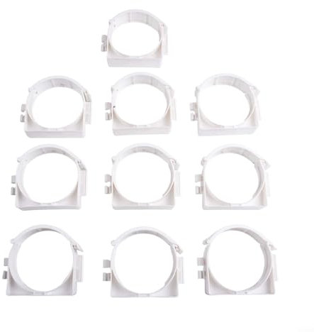 Circular Ducting Pipe Mounting Bracket PE Clamp Holder Support System for 75Mm 110Mm Ventilation Round Duct Tube Installation Indoor Outdoor White 10 Pack, Round Duct Pipe Bracket(110 Tube)