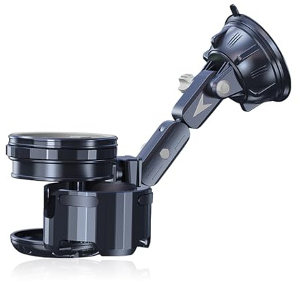 Adjustable Car Cup Holder,2 in 1 Anti-Spill Drink Cup Holder with Large Suction Cup,Expandable Cup Drink Holder,Universal Large Cupholder,Fold Hanging Water Bottle Holder Organizer for Car,Truck,Boat