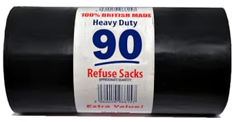 Homewise 90 Bin Bags Heavy Duty 100L Black Refuse Sacks | Extra Strong Bin Liners for Home, Office & Garden | Eco-Friendly Rubbish Bags | Leak-Proof Large Bin Bags Made in UK from Recycled Material