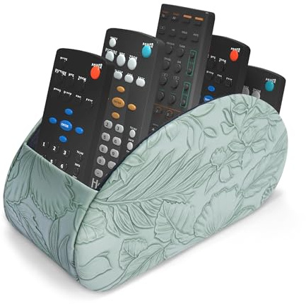 Czzmy Soporte para mando a distancia con 5 bolsillos, gran soporte para TV, DVD, 4 K Stick y Bluray, mando a distancia para bolígrafos(1-tallado verde)