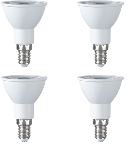 SEBSON Lampe E14 LED warmweiß 2,5W Energieeffizienzklasse A, ersetzt 50W Halogen, 450 Lumen, LED Leuchtmittel 90° 230V Reflektor ø50x70mm - 4er Set