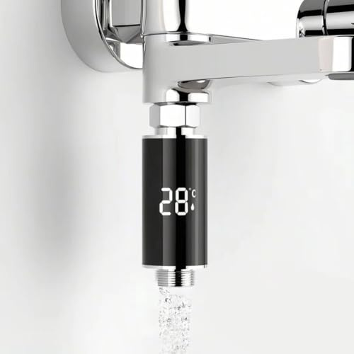 Opatiny Cabezal de ducha inteligente con pantalla LED de temperatura de 0 ℃ a 99 ℃, no requiere batería, para uso doméstico y baño