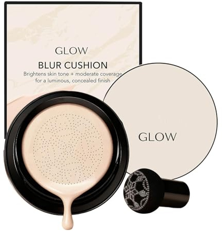 Foundation-Puder, CC-Creme mit Pilzförmigem Applikator, BB-Creme Gesichtsmake-Up für Reife Haut, Air Cushion zur Hauttönung, Hebt und Spendet Feuchtigkeit, Langanhaltendes Make-up (Ivory)
