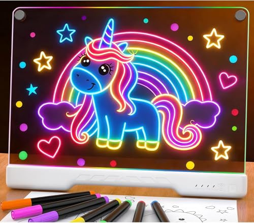 Tableau Lumineux Message LED, 16 Pouces Rechargeable Tablette Lumineuse Dessin-7 Modes de Couleurs, Tableau de Notes, Led Message Board Tableau Magique, Cadeau Créatif pour Garçons et Filles
