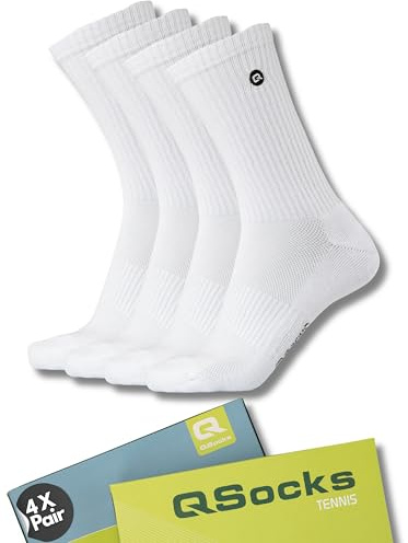 QOLONIA Crew Sportsocken für Damen und Herren 100 Baumwolle mit gepolsterte Komfortsohle Unisex für Sport, Training & Alltag – 4X Paar /35-38, 39-42, 43-46 /QSOCKS
