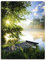ARTLAND Wanddeko Leinwand Bilder Wandbild 45x60 cm Natur Landschaft Wald Baum See Steg Sommer Sonne Gräser T0WD