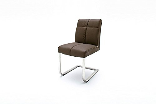 Beauty.Scouts Schwingstuhl Tender 2er Stuhl Set, Freischwinger, Esszimmerstuhl, hochwertiges Kunstleder, Lounge, Steppung, modern, braun, 47x89x64cm