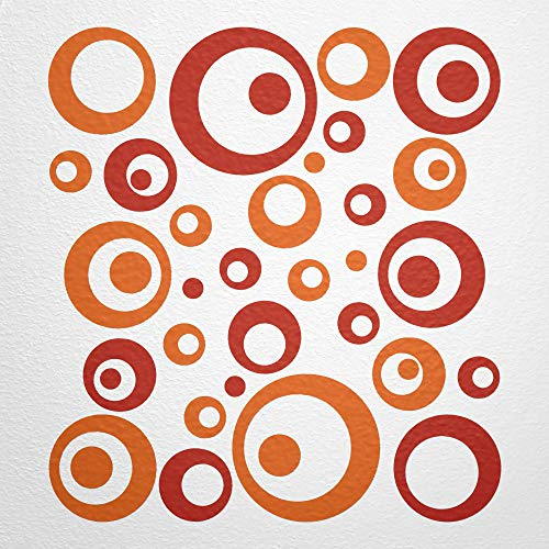 WANDfee Wandtattoo Kreise Punkte 50 Aufkleber FARBWUNSCH Wandaufkleber Kinderzimmer Fliesenaufkleber Badezimmer Küche orange rot