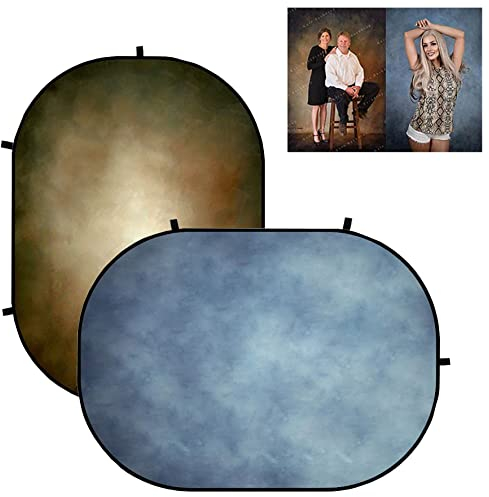 Kate 5X6,5ft(1,5x2m) Pliable Photographie Recto-Verso Double Face Portable Fond Photo Studio Brown/Bleu Dégradé Fond de Photographie Professionnelle
