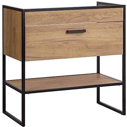 Lomadox Waschtisch im Industrial-Design in Gold Craft Oak/schwarz, Breite: 80 cm