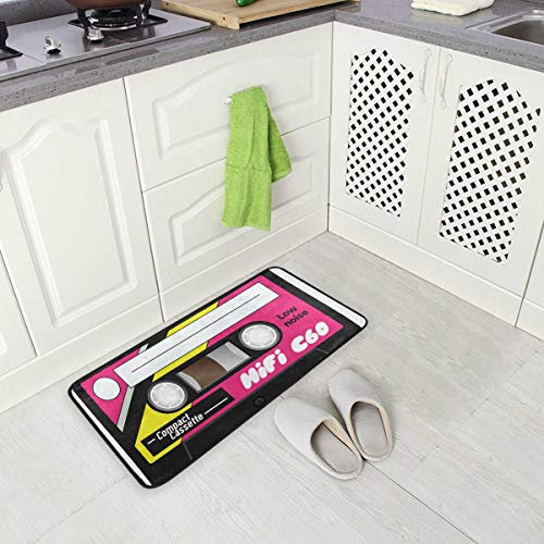 Küchenteppich, Retro-Kunststoff, Audio-Kassette, rutschfest, für Küche, Bad, Teppich, Fußmatte, Teppich, für Heimdekoration, 99,1 x 50,8 cm