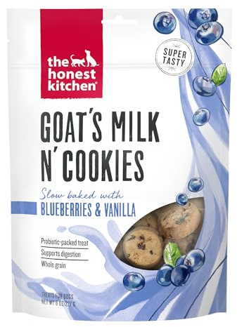 The Honest Kitchen Human Grade Dog Treats Goat's Milk N' Cookies: Slow Baked with Blueberries & Vanilla, 8 oz Bag